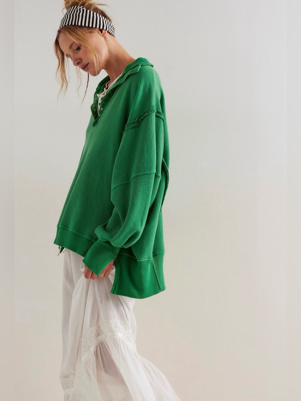 Free People We The Free Camden Henley Sweatshirt Green Size Extra Large